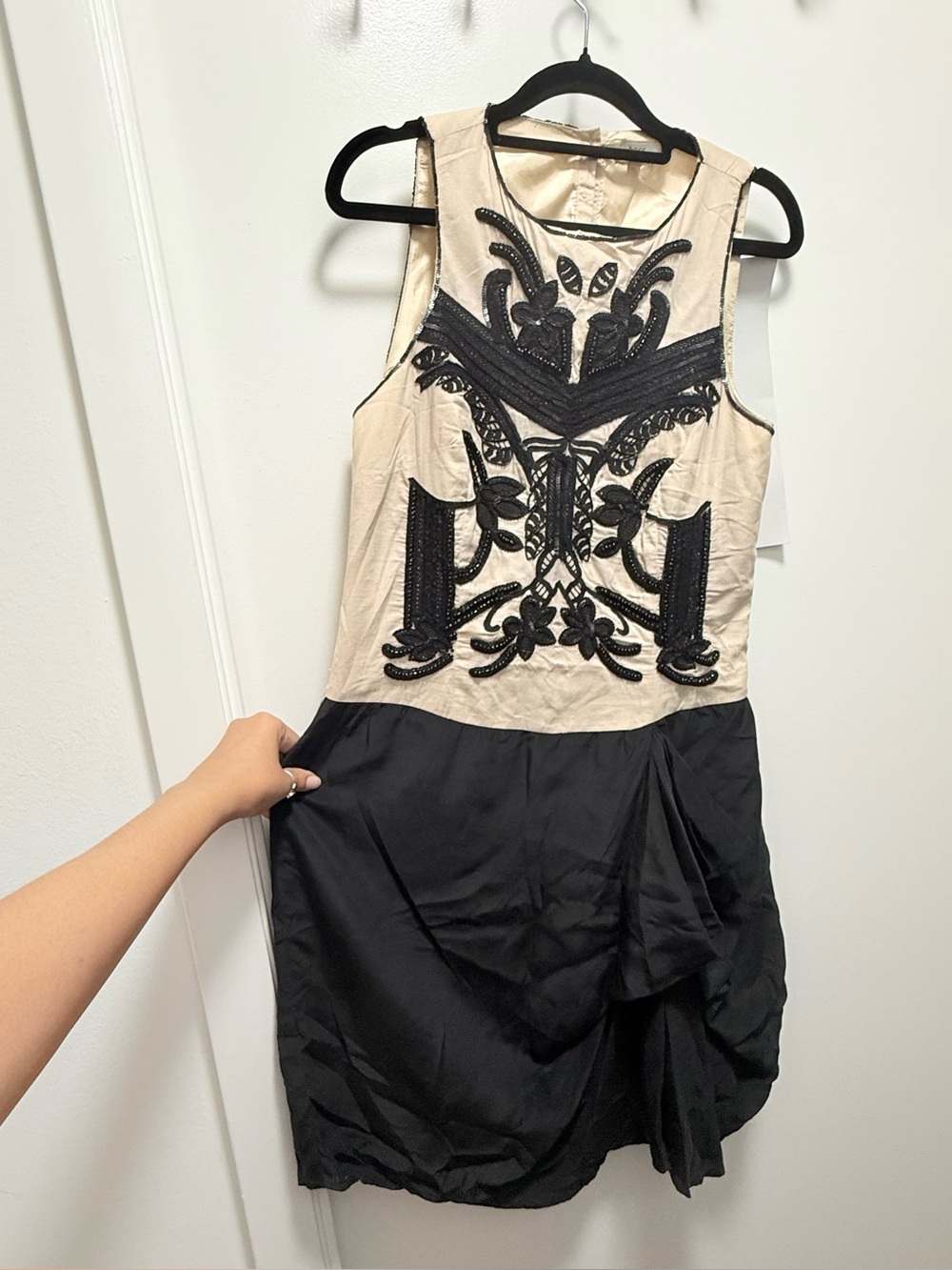 Designer Silk Blend Embroidered Beaded Dress EU 38